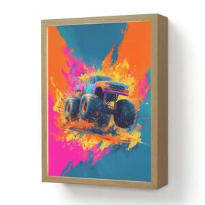 OnlyWow NÁSTĚNNÁ LAMPA S AKUMULÁTOREM Monster truck - Abstraktní - Stříkající barva - Barevné 30x40 cm obraz