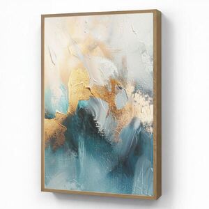 OnlyWow NÁSTĚNNÁ LAMPA S AKUMULÁTOREM Abstraktní - umění - zlatá - modrá 60x90 cm obraz