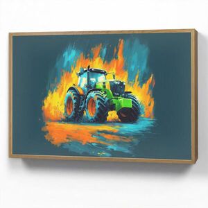 OnlyWow DOBÍJECÍ NOČNÍ LAMPIČKA Abstrakt - Traktor - Zelený 100x70 cm obraz