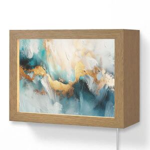 OnlyWow NÁSTĚNNÁ LAMPA Abstraktní - umění - zlatá - modrá 20x15 cm obraz