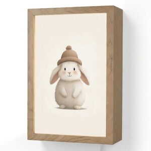 OnlyWow NÁSTĚNNÁ LAMPA Králík - Klobouk - Uši - béžový 20x30 cm obraz