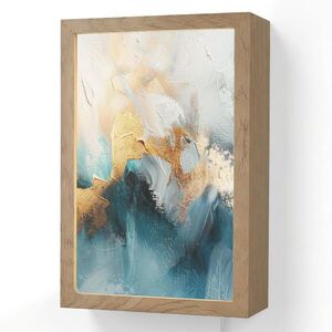 OnlyWow NÁSTĚNNÁ LAMPA Abstraktní - umění - zlatá - modrá 20x30 cm obraz