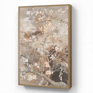 OnlyWow NÁSTĚNNÁ LAMPA S AKUMULÁTOREM Mandlový květ - Umění - Van Gogh - Béžová - Abstraktní 60x90 cm obraz