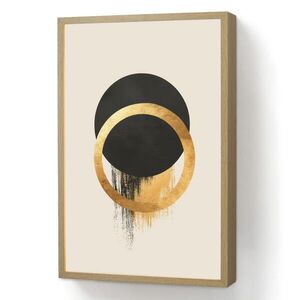 OnlyWow NÁSTĚNNÁ LAMPA S AKUMULÁTOREM Abstraktní design - Černý kruh - Skvrny od barvy 40x60 cm obraz