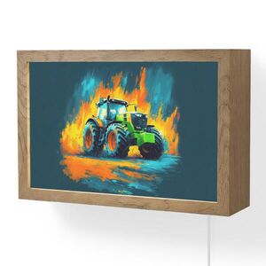 OnlyWow NÁSTĚNNÁ LAMPA Abstrakt - Traktor - Zelený 30x20 cm obraz