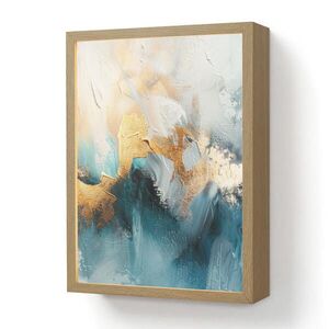 OnlyWow NÁSTĚNNÁ LAMPA S AKUMULÁTOREM Abstraktní - umění - zlatá - modrá 30x40 cm obraz