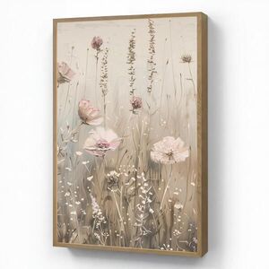 OnlyWow NÁSTĚNNÁ LAMPA S AKUMULÁTOREM Květiny - růžová - moderní - béžová 70x100 cm obraz