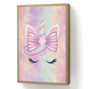 OnlyWow NÁSTĚNNÁ LAMPA S AKUMULÁTOREM Jednorožec - Třpytky - Duha - Pastelové barvy 40x60 cm obraz