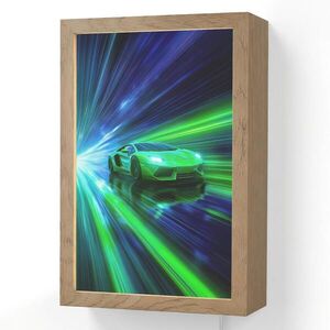 OnlyWow NÁSTĚNNÁ LAMPA Rychlost - Lehké - Sportovní vůz - Zelená 20x30 cm obraz