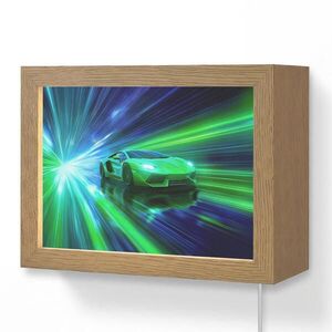 OnlyWow NÁSTĚNNÁ LAMPA Rychlost - Lehké - Sportovní vůz - Zelená 20x15 cm obraz