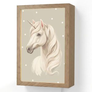 OnlyWow NÁSTĚNNÁ LAMPA Jednorožec - bílý - tečky 20x30 cm obraz