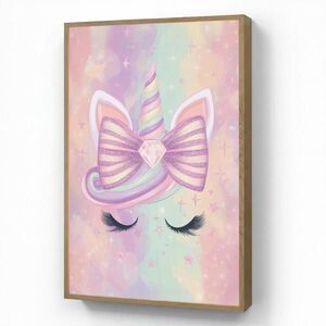 OnlyWow DOBÍJECÍ NOČNÍ LAMPIČKA Jednorožec - Třpytky - Duha - Pastelové barvy 70x100 cm obraz