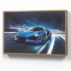 OnlyWow DOBÍJECÍ NOČNÍ LAMPIČKA Auto - Modrá - Chlapci - Dítě 90x60 cm obraz