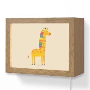 OnlyWow NÁSTĚNNÁ LAMPA Žirafa - Duhová hříva - béžová 20x15 cm obraz
