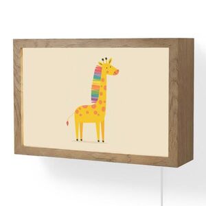 OnlyWow NÁSTĚNNÁ LAMPA Žirafa - Duhová hříva - béžová 30x20 cm obraz