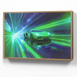 OnlyWow DOBÍJECÍ NOČNÍ LAMPIČKA Rychlost - Lehké - Sportovní vůz - Zelená 90x60 cm obraz