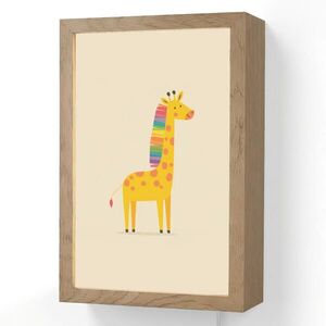 OnlyWow NÁSTĚNNÁ LAMPA Žirafa - Duhová hříva - béžová 20x30 cm obraz