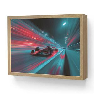OnlyWow NÁSTĚNNÁ LAMPA S AKUMULÁTOREM Závodní auto - Červená - Rychlost 40x30 cm obraz