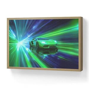 OnlyWow DOBÍJECÍ NOČNÍ LAMPIČKA Rychlost - Lehké - Sportovní vůz - Zelená 60x40 cm obraz