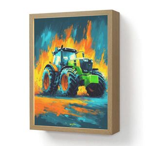 OnlyWow NÁSTĚNNÁ LAMPA S AKUMULÁTOREM Abstrakt - Traktor - Zelený 30x40 cm obraz