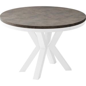 WFL GROUP JÍDELNÍ STŮL Clara Kulatý Rozkládací Skandinávský s Bílámi Kovovými Nohami, Tmavě šedý Chicago Beton 120-196/120/76 cm obraz