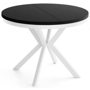 WFL GROUP JÍDELNÍ STŮL Cloud Kulatý Rozkládací s Bílámi Kovovými Nohami, Černá 120-200/120/76 cm obraz