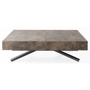 WFL GROUP KONFERENČNÍ STOLEK Cavetta X Výškově Nastavitelný a Rozkládací s Černou Kovovou Podnoží, Tmavě šedý Chicago Beton 120-200/80/27-76 cm obraz