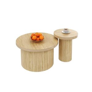 OKWISH SADA konferenčních stolků 66/66/40 cm přírodní z MDF zasouvací obraz