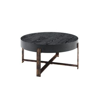 OKWISH KONFERENČNÍ stolek 68/68/36 cm černý z MDF a kovu v industriálním stylu obraz