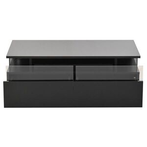 OKWISH KONFERENČNÍ stolek 90/45/35, 5 cm černý z MDF a skla s LED osvětlením a 2 zásuvkami obraz