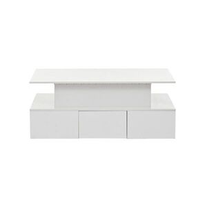 OKWISH KONFERENČNÍ stolek 100/50/40 cm bílý z MDF s výklopnou deskou LED a 4 zásuvkami obraz