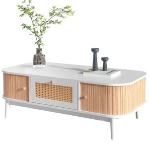 OKWISH KONFERENČNÍ stolek 110/55/38, 5 cm bílý a v dekoru dřeva z MDF s úložným prostorem obraz