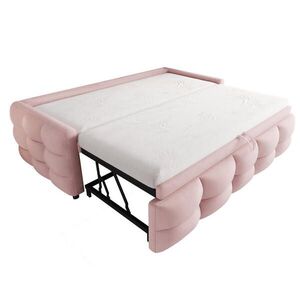 OKWISH ČALOUNĚNÁ postel 90/180x190 cm růžová z imitace beránčí kůže sametu s výsuvným lůžkem a lamelovým roštem obraz