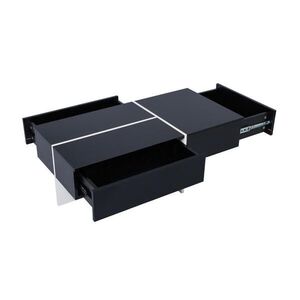 OKWISH KONFERENČNÍ stolek 100/50/34, 5 cm černý z dřevotřísky s LED osvětlením a 3 zásuvkami obraz