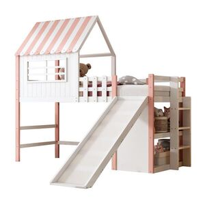 OKWISH PATROVÁ postel 90/200 cm Růžová půdní postel s výsuvnou postelí a úložnými prostory obraz