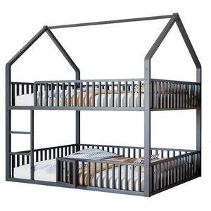 OKWISH PATROVÁ postel 140/200 cm černá s designem domečku a bezpečnostním zábradlím obraz