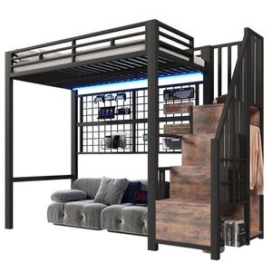 OKWISH PATROVÁ postel 90/200 cm černá kovová s úložným žebříkem obraz