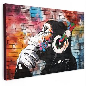 MuchoWow OBRAZ NA PLÁTNĚ Opice - Graffiti - Hudba 120x80 cm obraz