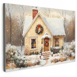 MuchoWow OBRAZ NA PLÁTNĚ Vánoce - Domov - Zima - Sníh 90x60 cm obraz