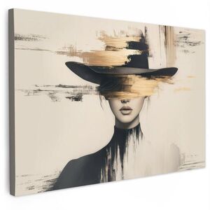 MuchoWow OBRAZ NA PLÁTNĚ Žena - klobouk - barva 30x20 cm obraz