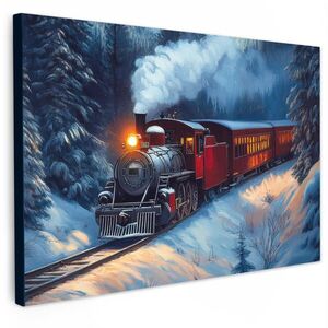MuchoWow OBRAZ NA PLÁTNĚ Vlak - Vánoce - Sníh - Vánoční vlak 60x40 cm obraz