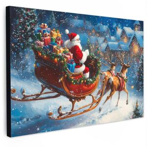 MuchoWow OBRAZ NA PLÁTNĚ Otec Vánoc - sobi - Vánoce - sníh 30x20 cm obraz