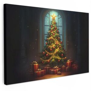 MuchoWow OBRAZ NA PLÁTNĚ Vánoční stromek - Dárek - Zima 60x40 cm obraz