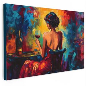 MuchoWow OBRAZ NA PLÁTNĚ Víno - Žena - Atmosférické - Barevné 30x20 cm obraz