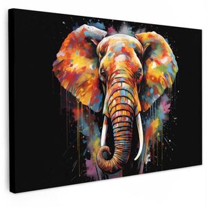 MuchoWow OBRAZ NA PLÁTNĚ Slon - Graffiti - Černá - Zvířata - Barvy 60x40 cm obraz