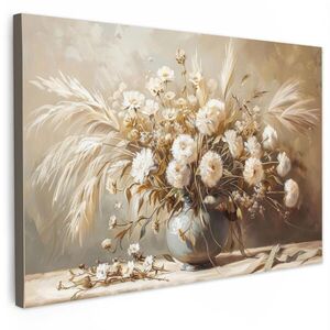 MuchoWow OBRAZ NA PLÁTNĚ Květiny - Váza - Zátiší - Béžová 60x40 cm obraz