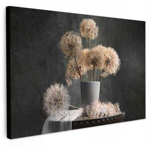 MuchoWow OBRAZ NA PLÁTNĚ Semena květin - Pampeliška - Váza - Zátiší - Kytice 120x80 cm obraz