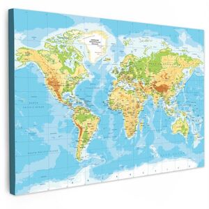 MuchoWow OBRAZ NA PLÁTNĚ Mapa světa - Statistická - Modrá - Země - Vzdělávací 30x20 cm obraz