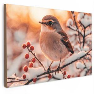 MuchoWow OBRAZ NA PLÁTNĚ Pták - Větev - Zima - Zvířata - Sníh 60x40 cm obraz