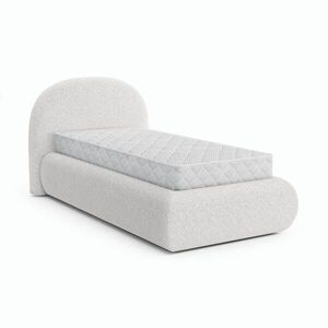 Beautysofa ČALOUNĚNÁ POSTEL Motti 90×200, jednolůžko s úložným prostorem a taštičkovou matrací 20 cm, krémová obraz